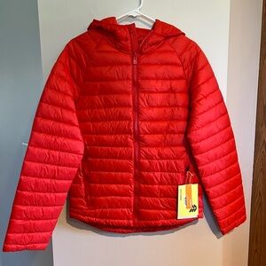 All in motion men’s lightweight puffer coat jacket red orange 3m thinsulate